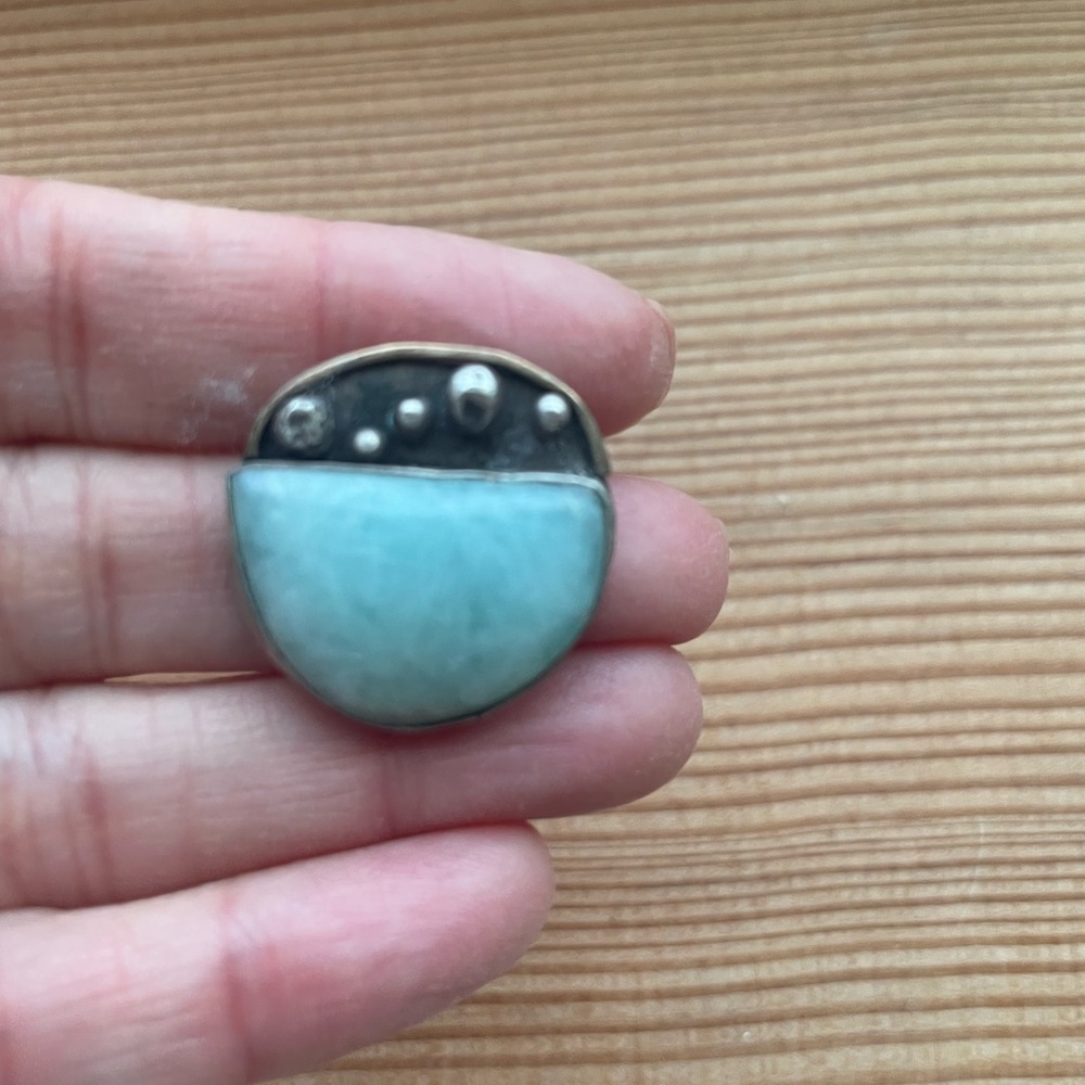 handmade sterling silver pendant with aquamarine